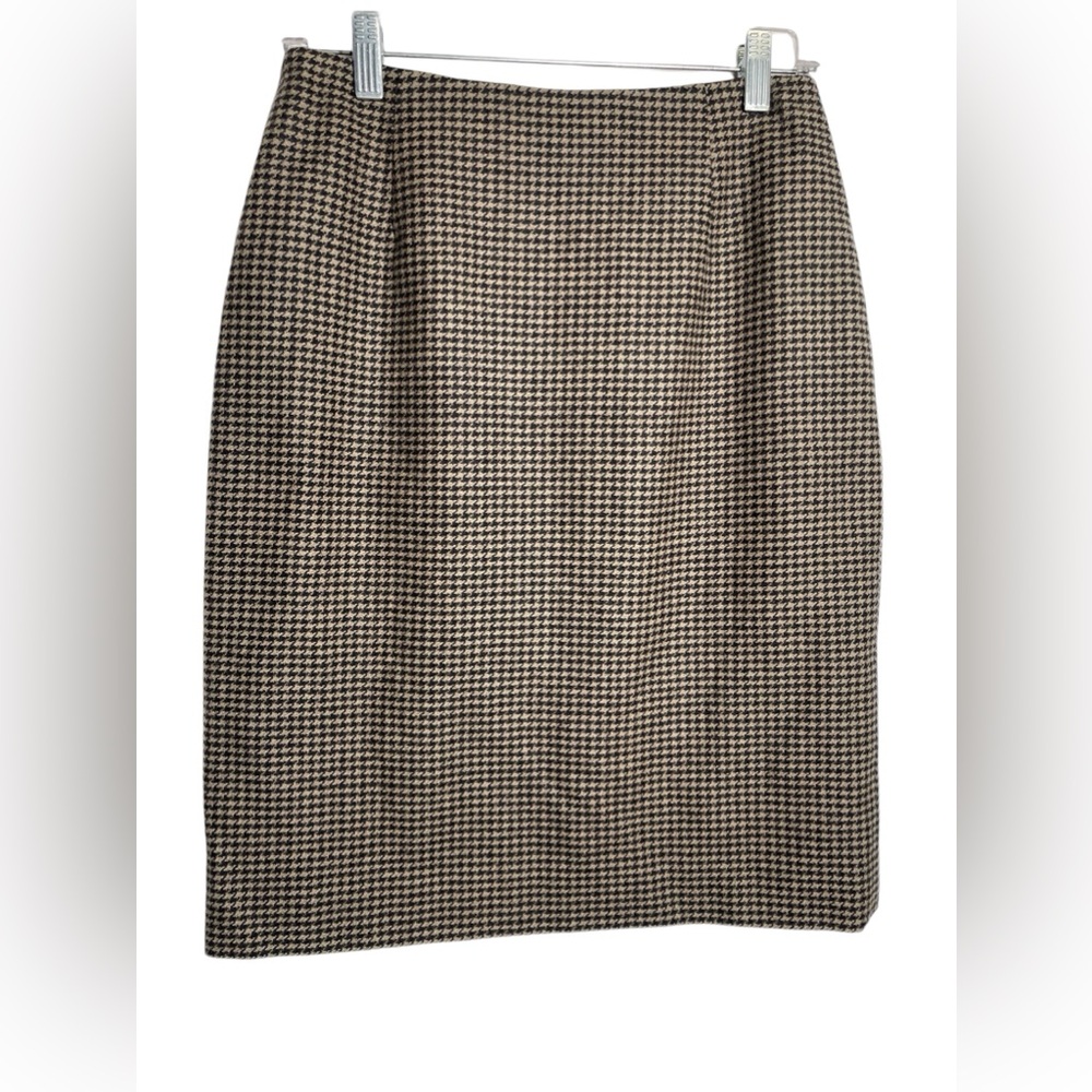 Ann Taylor skirt size 4 wool blend Houndstooth pattern brown pencil skirt 🖤🤎